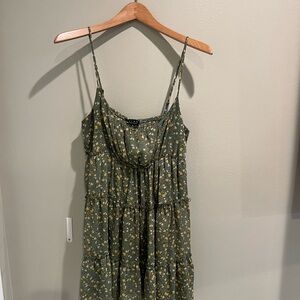 Green Floral Spaghetti Strap Dress